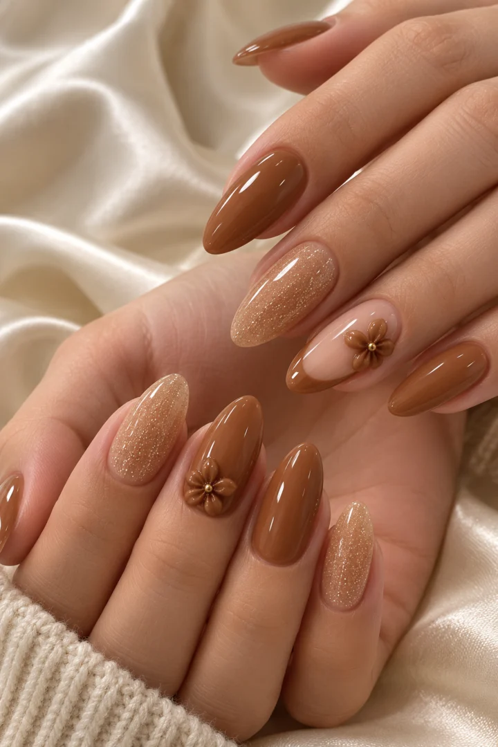 Caramelo con flores en relieve